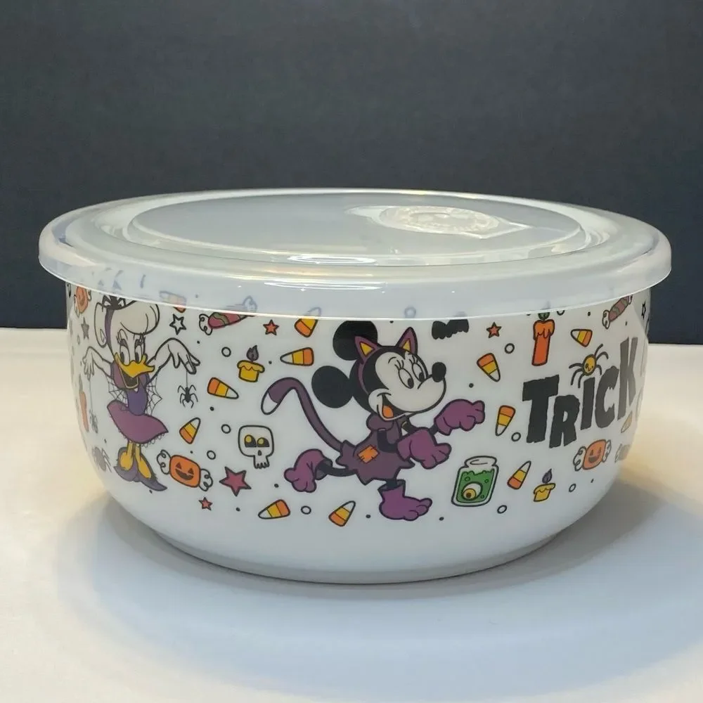 Disney Mickey and Friends Halloween Ceramic Storage Bowl with Vented Lid